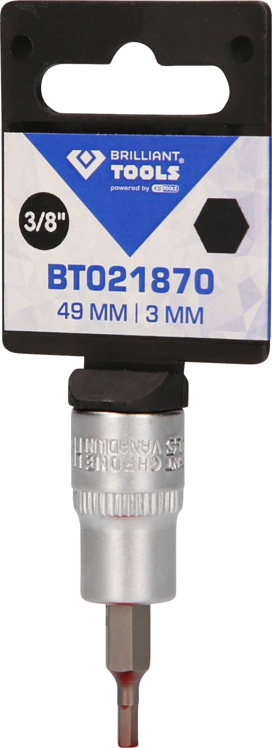 Stecknussadapter mit 3/8-Zoll-Antrieb und 3 mm Sechskant-Bit von 