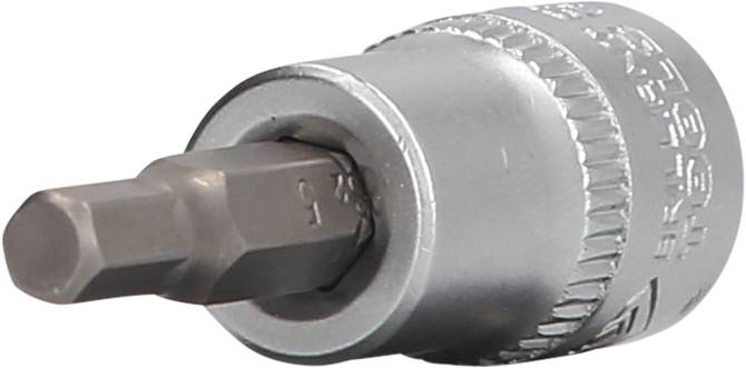 Ein Sechskant-Bitsatz in silberner Metallfassung, geeignet für die Verwendung mit Schraubenschlüsseln.