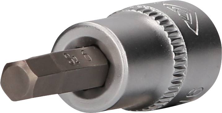 Sechskant-Bit für Schraubendreher, silberfarben, aus Metall, mit geriffeltem Rand für besseren Halt.