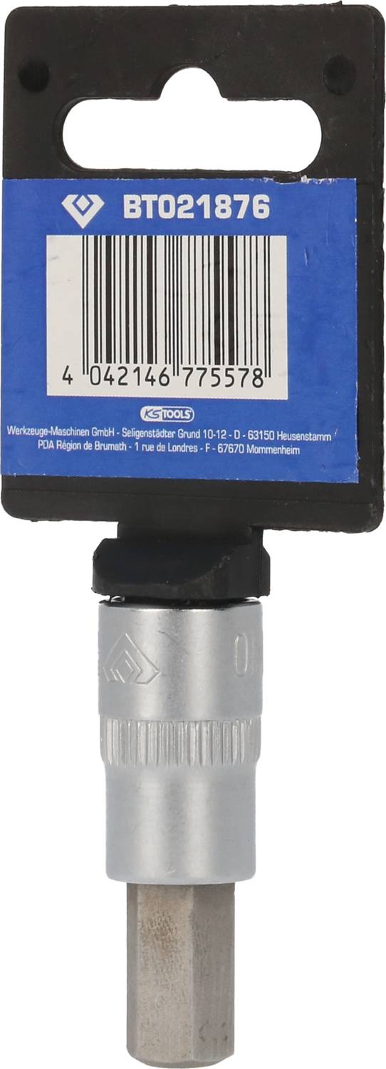 Stecknussadapter mit Hexagonalaufnahme in einer Verpackung mit Barcode und Artikelnummer BT021876.