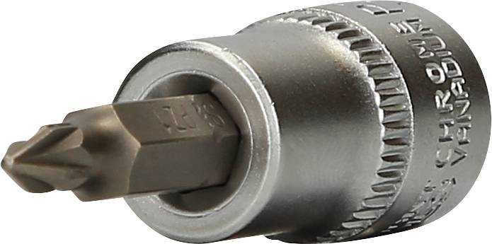 Schraubendrehereinsatz aus Chrom-Vanadium-Stahl mit Kreuzschlitz-Spitze, geeignet für Ratschen oder Steckschlüssel.