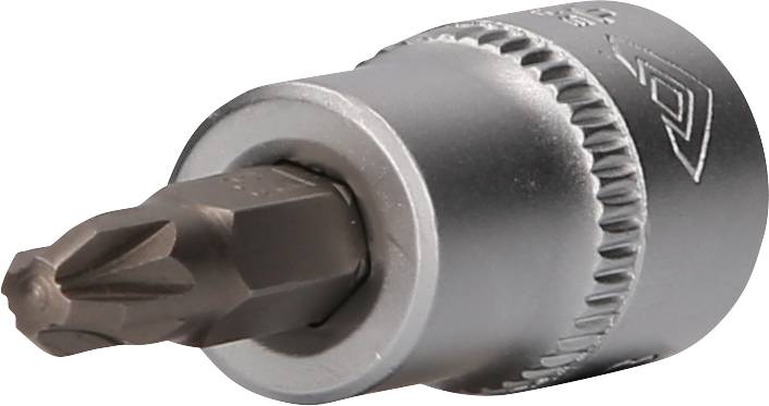 Schraubeneinsatz mit zylindrischem Halter und pfeilförmiger Spitze, geeignet für Kreuzschlitzschrauben, vor weißem Hintergrund.