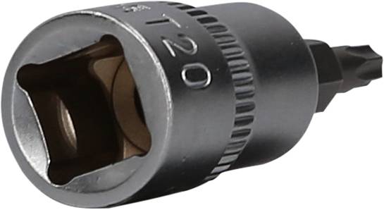 Metallischer Steckbit mit Torx-T20-Kopf für Schraubarbeiten. Geeignet für Hand- oder Elektrowerkzeuge.