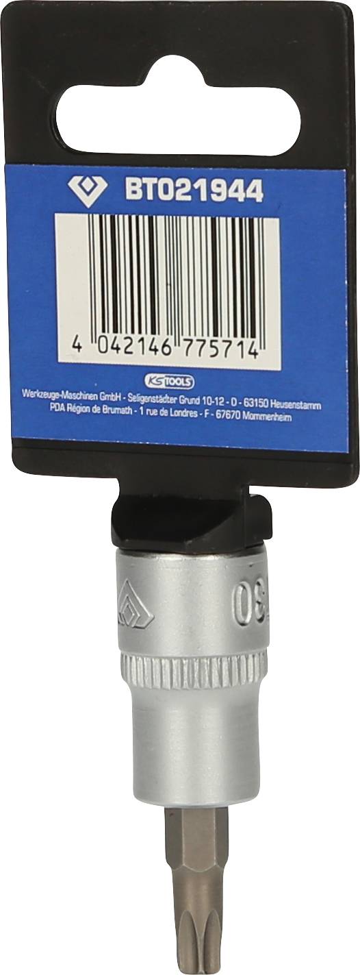 Torx-Bitaufsatz mit Halterung, Produktnummer BT021944. Verpackung mit Barcode und Herstellerinformationen.