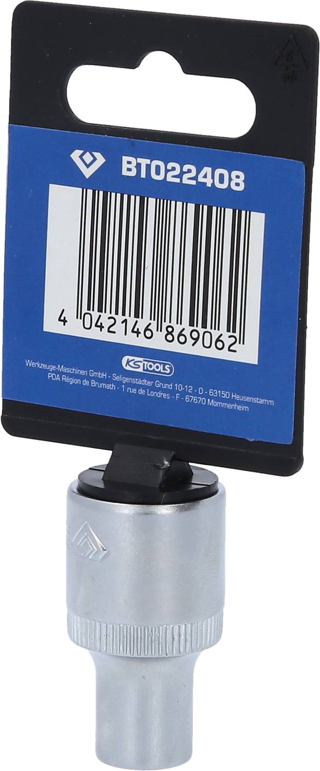 Steckschlüsseleinsatz mit Barcode und Produktnummer BT022408 von KS Tools, geeignet für Maschinenbetrieb.