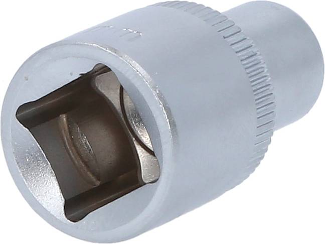 Stecknuss-Aufsatz aus Metall, zylindrisch, mit Vierkantaufnahme, zur Verwendung mit einem Steckschlüssel oder einer Ratsche.