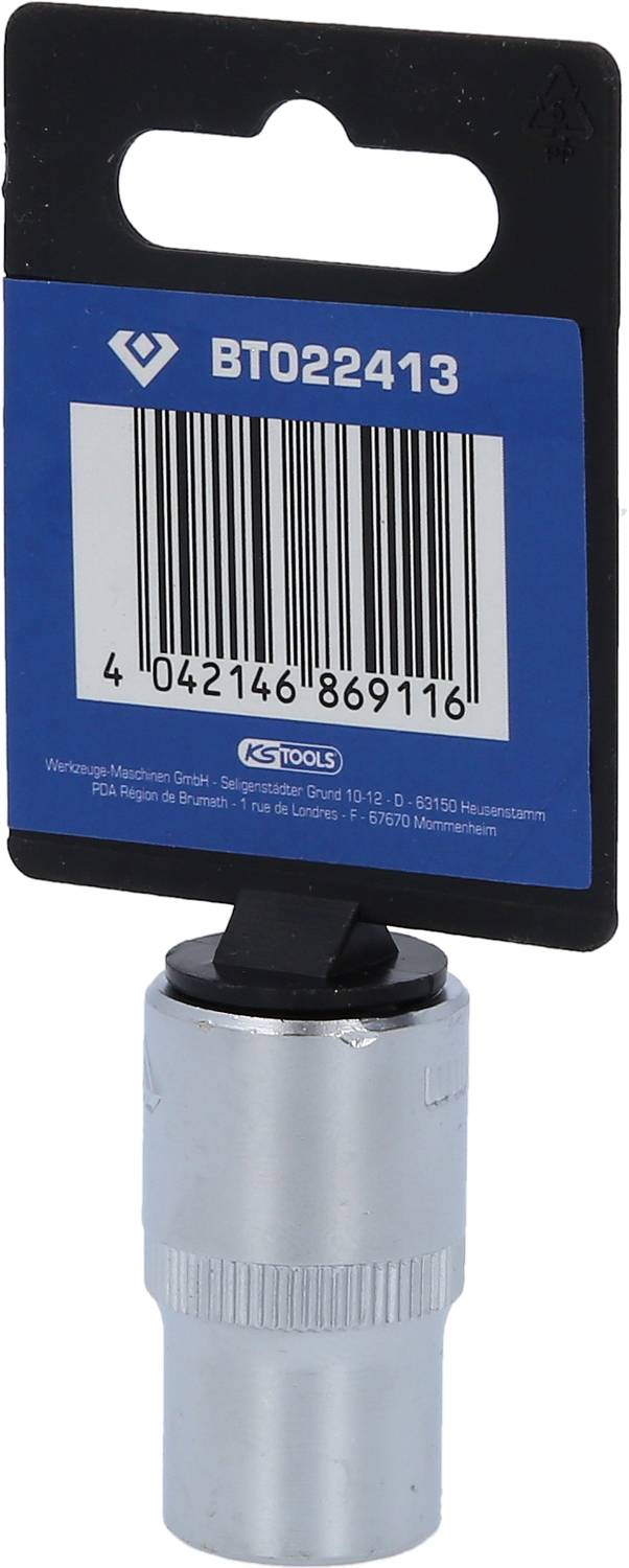 Produktabbildung eines Werkzeugs mit Produktcode 'BT022413', einem silbernen, zylindrischen Kopf und einem schwarzen Etikett oben.