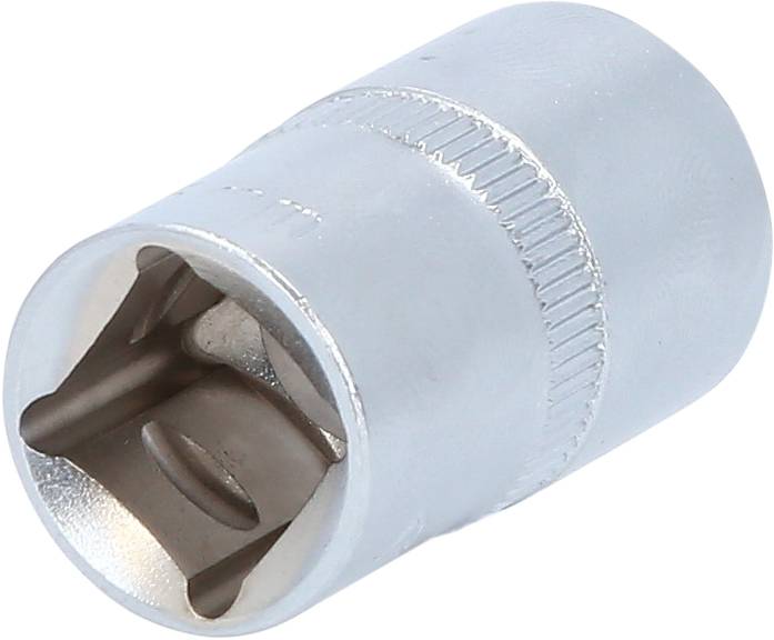 Stecknuss mit vierkantiger Aufnahme, silbern, aus Metall. Verwendet für Schraubarbeiten, passt auf Ratschen und Drehmomentschlüssel.