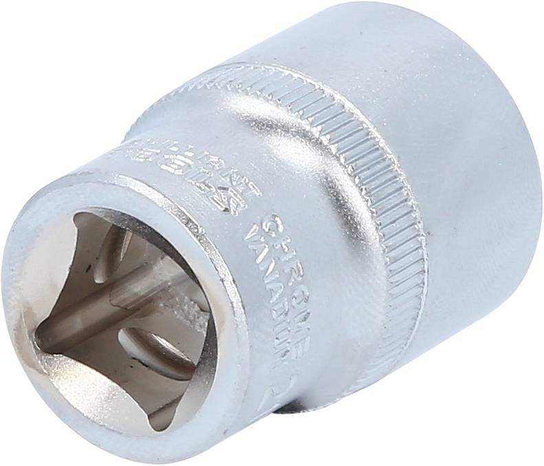Metallische Steckschlüsselaufnahme, zylindrische Form, für Werkzeugeinsatz geeignet.