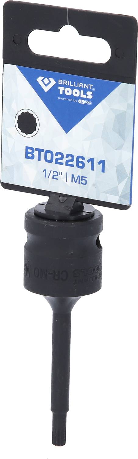 Werkzeug-Aufsatz mit Aufschrift 'BT022611', 1/2 Zoll, M5, von Brilliant Tools. Geeignet für mechanische Arbeiten oder Reparaturen.