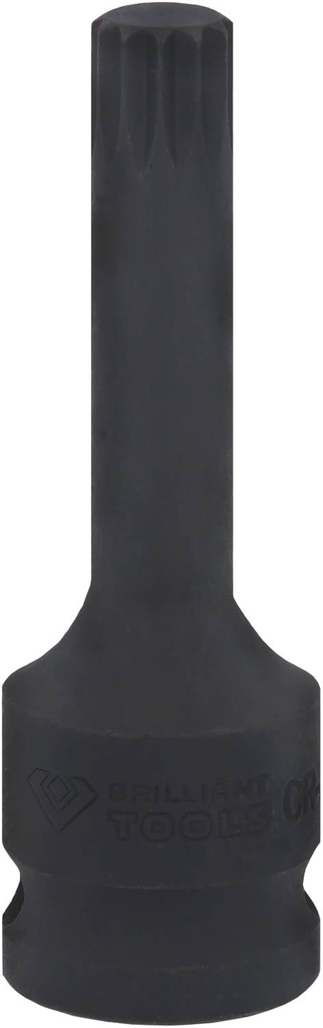 Langnuss mit langer Verzahnung, schwarzes Werkzeug von Brilliant Tools für präzise Anwendungen, zylinderförmig mit geriffeltem Schaft.
