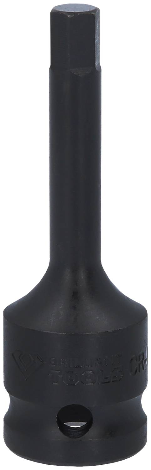 Schwarzer langer Steckschlüssel-Bit mit sechseckigem Kopf, geeignet für den Einsatz mit Schraubwerkzeugen.