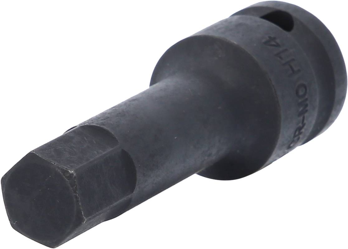 Ein schwarzer Sechskant-Bitaufsatz aus Metall, verwendet für Schraubarbeiten mit Elektroschraubern oder Handwerkzeugen.