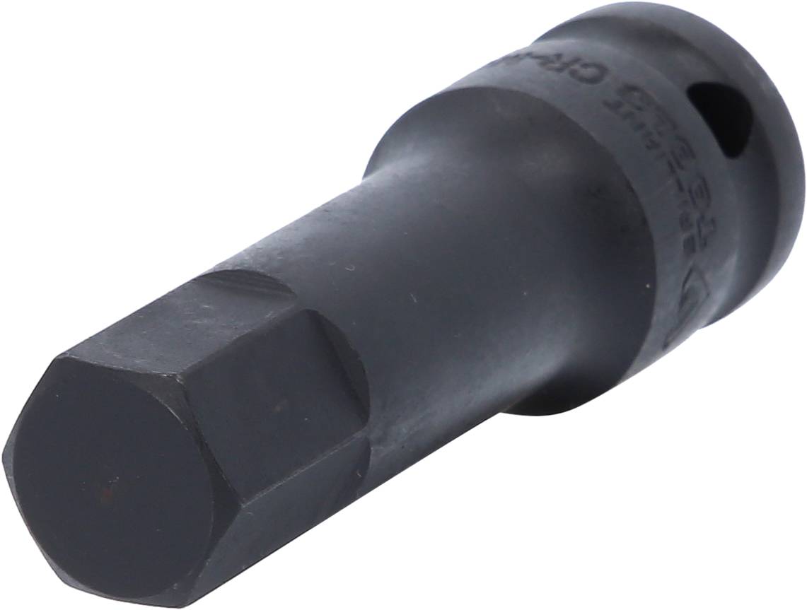 Schwarze Sechskantnuss, zum Festziehen oder Lösen von Schrauben, aus Metall gefertigt.