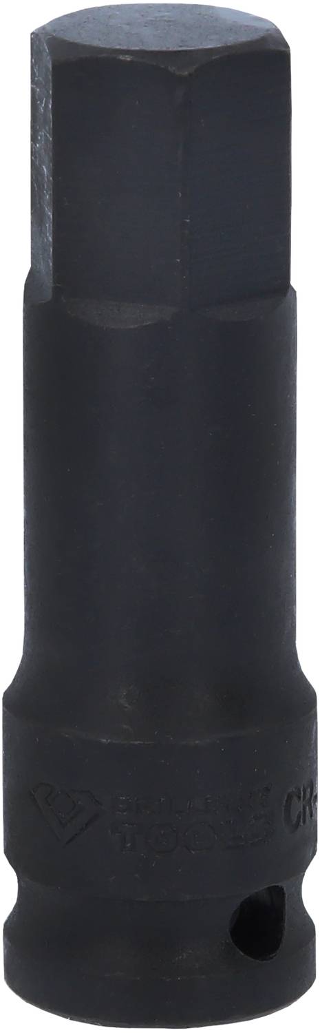 Schwarzer Sechskant-Steckschlüsselaufsatz aus Metall für Schwerlastanwendungen.