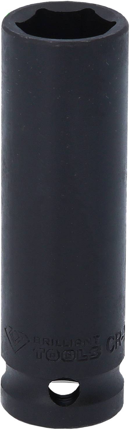 Schwarze Steckdose mit sechseckiger Öffnung und Aufschrift 'BRILLIANT TOOLS, CR-MO'.