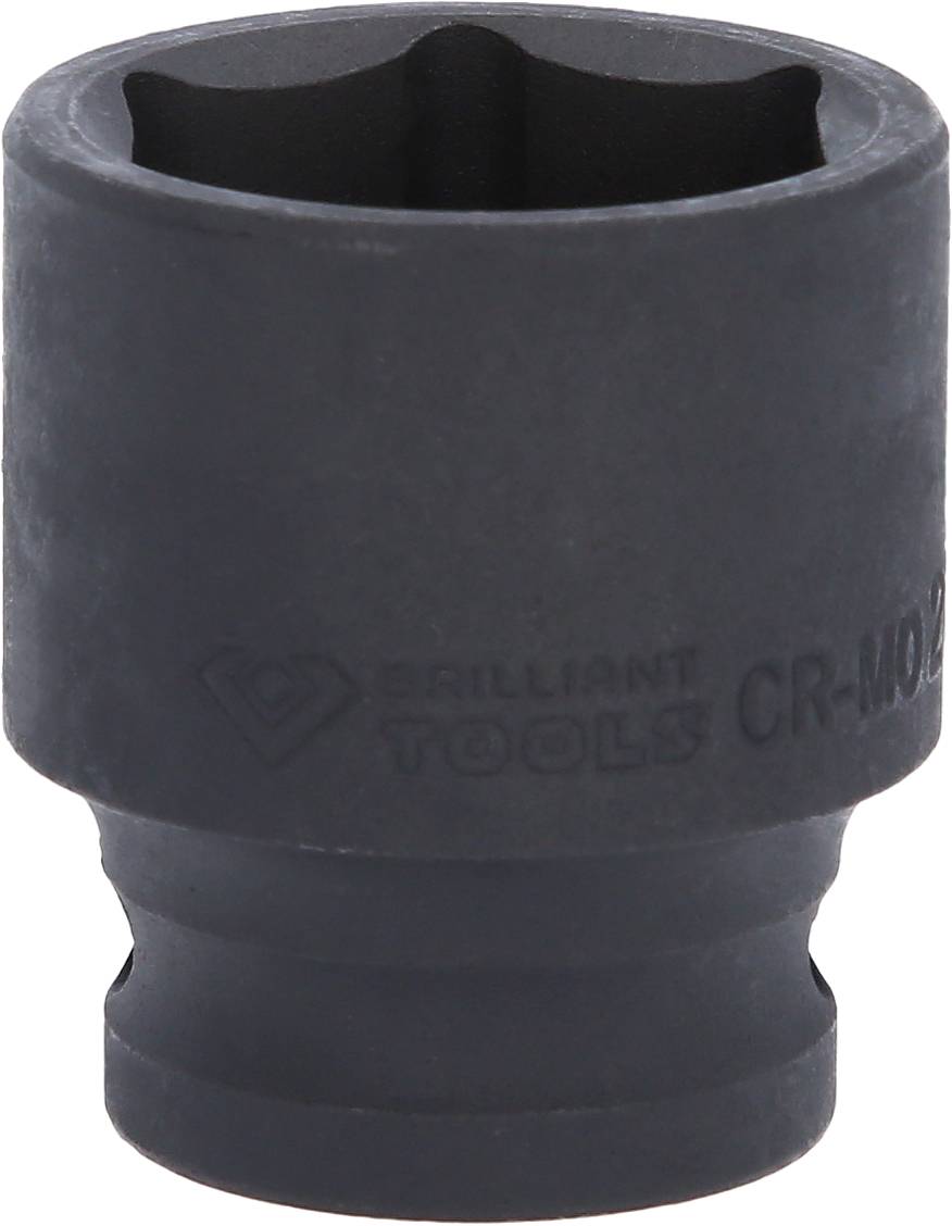 Schlagschraubernuss mit sechskantiger Öffnung, geeignet für hohe Belastungen und Anwendungen in der Automechanik.