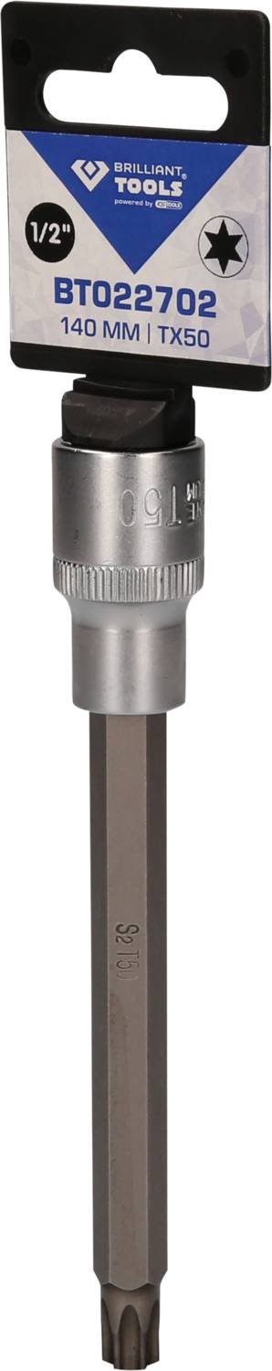 Bitaufsatz von Heller Tools, Modellnummer BT022702, Größe 140 mm, Typ TX50, mit einem 1/2' Antrieb, geeignet für Schraubarbeiten.