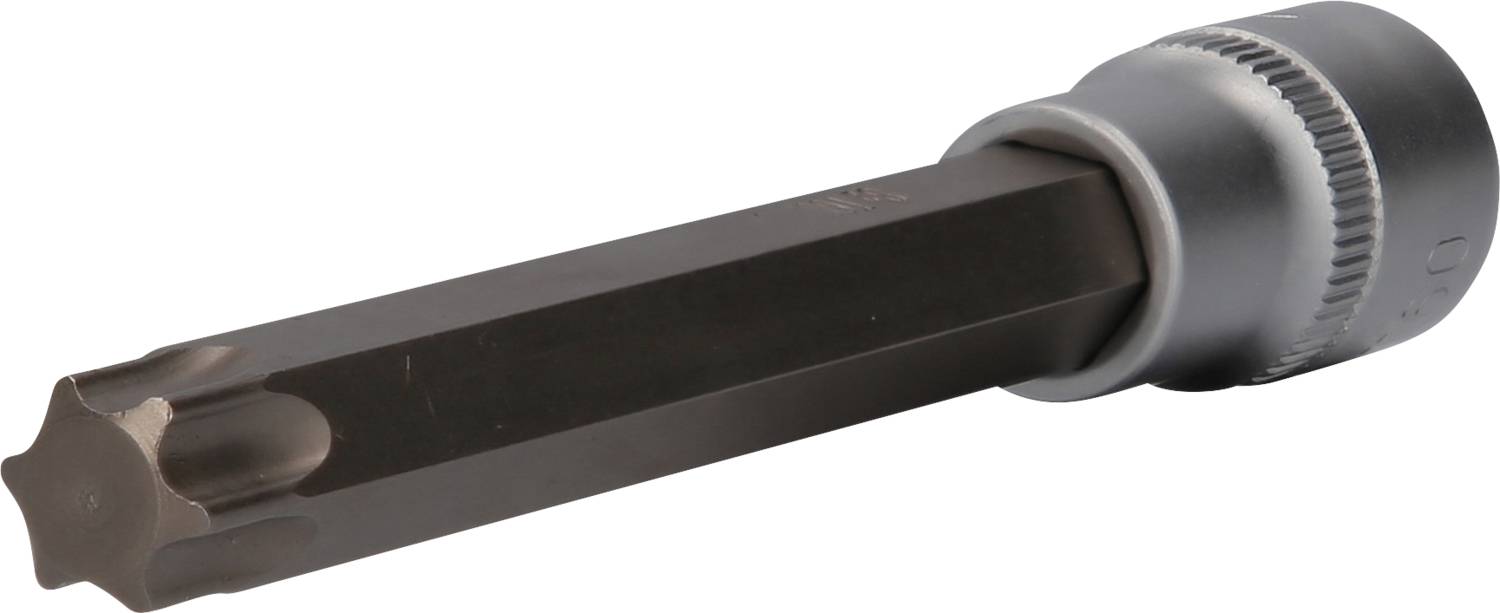 Sechszahn-Bit-Einsatz, magnetisch, für den Einsatz mit Drehmomentschlüssel, Metall, dunkelgraues Finish, zylinderförmiger Griff.