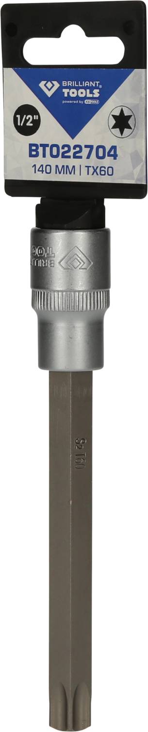 Bitschlüssel für Schrauben mit Sternprofil, 140 mm Länge, 1/2 Zoll Antrieb, Artikelnummer BT022704, von Brilliant Tools.