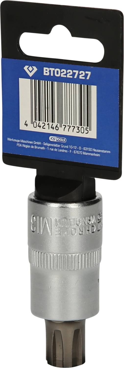 Torx-Bit M13 mit Halterung und Barcode, geeignet für Werkzeuge, Verpackung mit Artikelnummer BT022727.