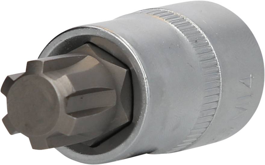 Metallische Vielzahn-Nuss, zur Verbindung mit Schraubenschlüssel, Profil mit mehreren Zähnen, geeignet für Vielzahnschrauben.