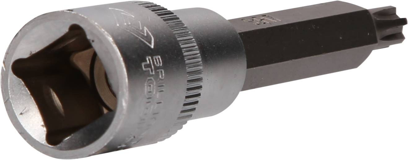 Ein Schraubenschlüssel mit einer Torx-Bit-Aufnahme, die für das Lösen oder Festziehen von Schrauben mit Torx-Kopf verwendet wird.