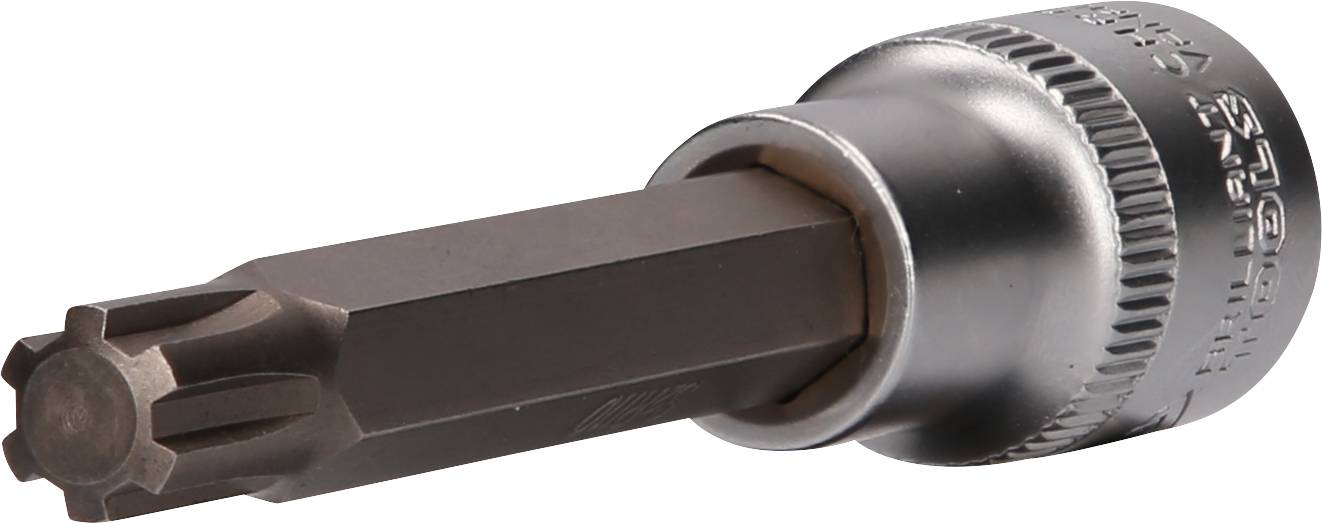 Ein Torx-Bit-Steckschlüssel aus Metall, geeignet zum Anziehen und Lösen von Schrauben mit Innensternprofil.
