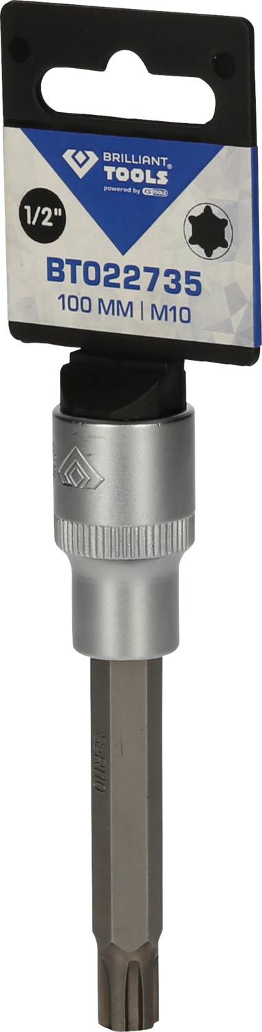 'Brilliant Tools' Torx-Bit, 100 mm Länge, M10 Größe, auf Kartonhalterung montiert, geeignet für Schraubanwendungen.