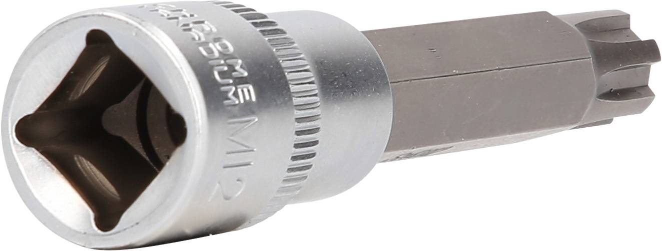 Bitnuss mit Sechskantaufnahme und sternförmigem Bit. Dient zum Festziehen oder Lösen spezieller Schrauben.