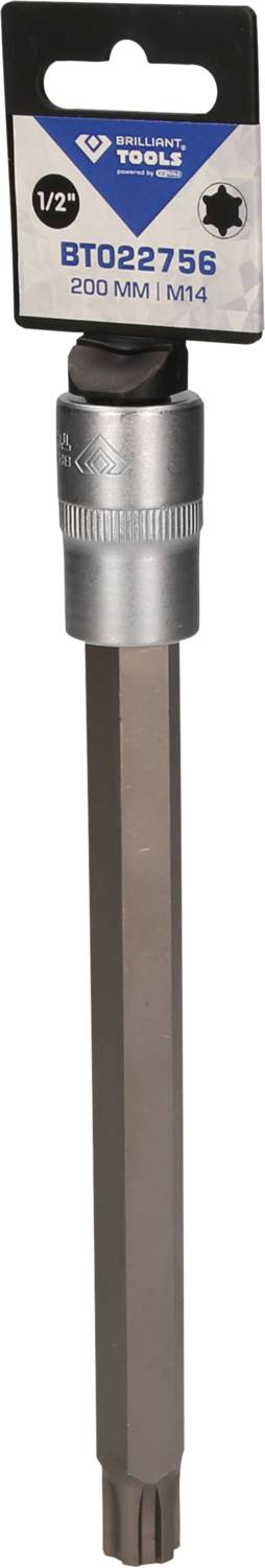 Langer Sechskant-Schraubendreher der Marke Topex mit silberfarbenem Griff und schwarzer Spitze, 200 mm Länge, M14.