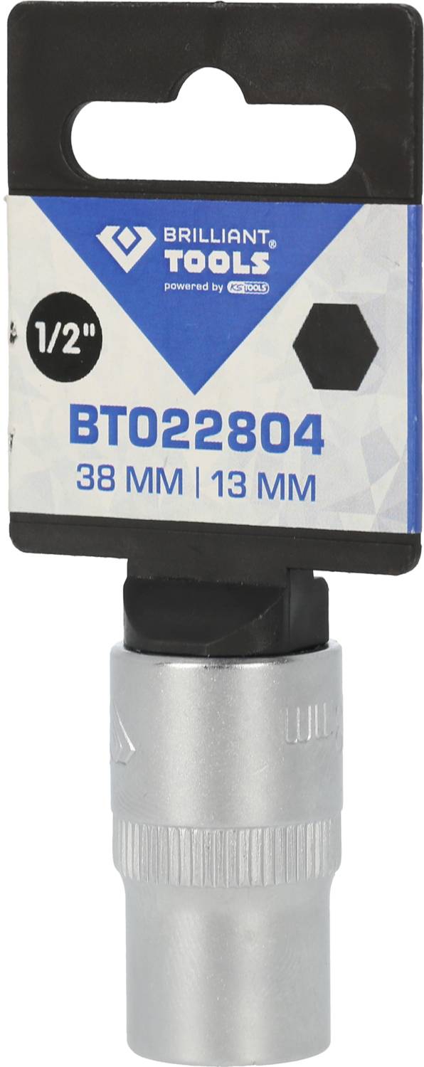 Stecknussaufsatz von Brilliant Tools, Größe 1/2 Zoll, 38 mm und 13 mm, mit Artikelnummer BT022804.