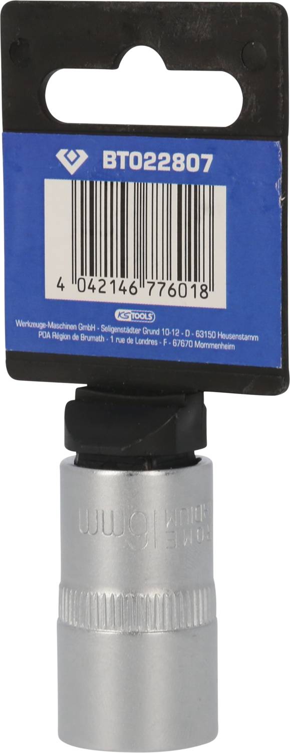 'BT022807' Fahrrad-Steckschlüssel-Packung mit blauem Etikett. Enthält silbernen Steckschlüssel zum Entfernen von Kurbeln.