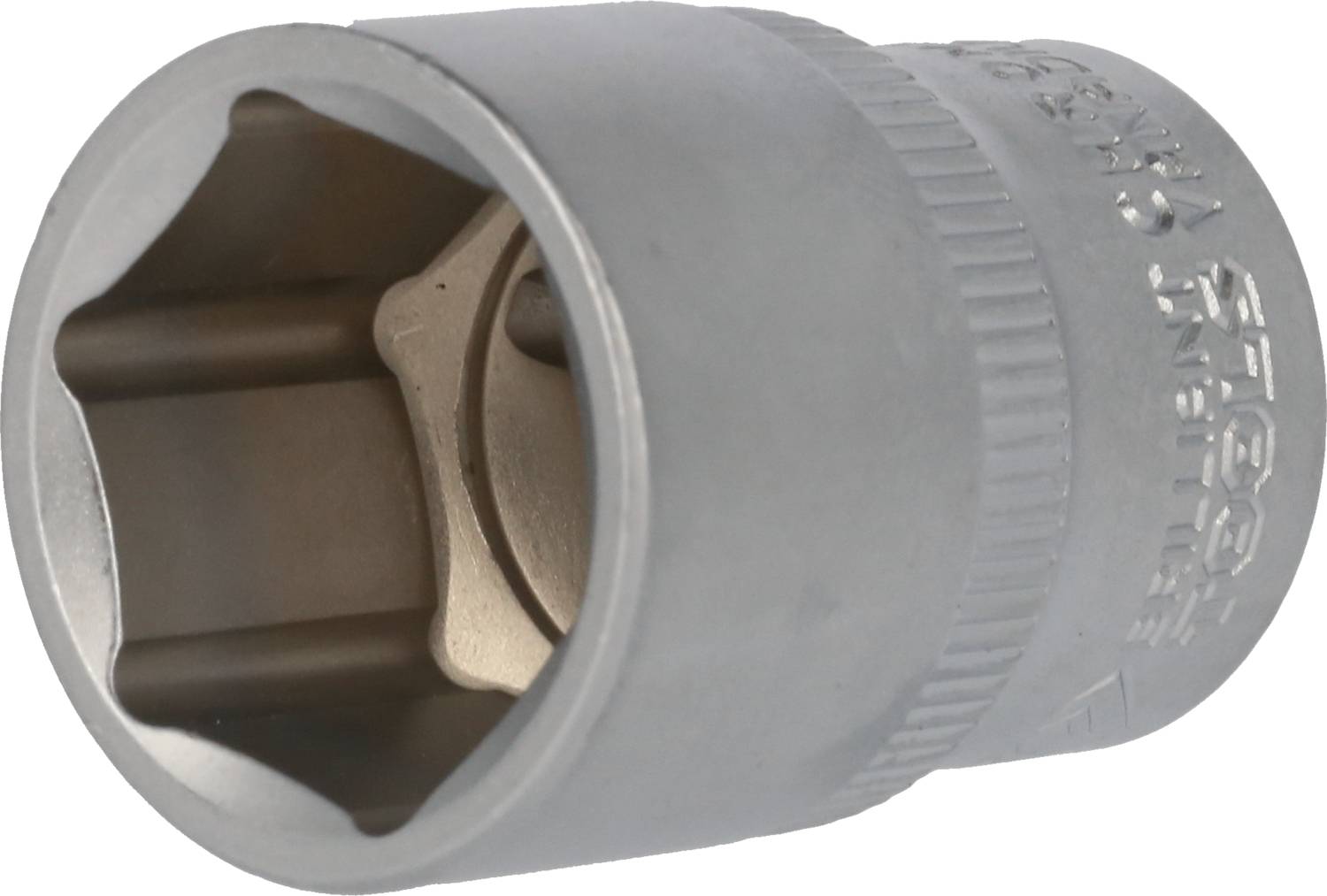 Sechskant-Steckschlüssel, silbern, zylindrisch, für Schraubmuttern.