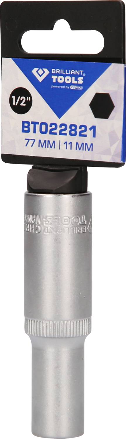 Stecknuss von Brilliant Tools, Modell BT022821, 1/2 Zoll, 77mm Länge, 11mm Durchmesser.