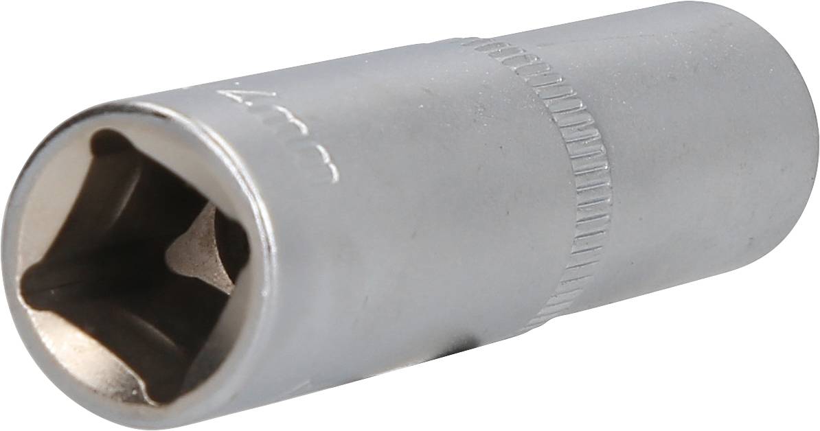 Eine silberne Sechskant-Stecknuss, meist für Handwerkzeuge genutzt.