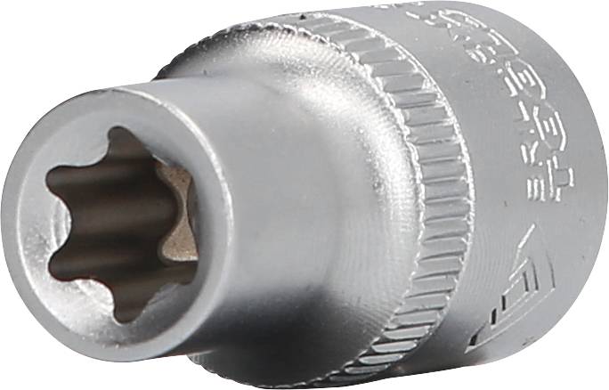 Sechskant-Steckschlüssel aus Metall, silberfarben, seitlicher Blickwinkel.