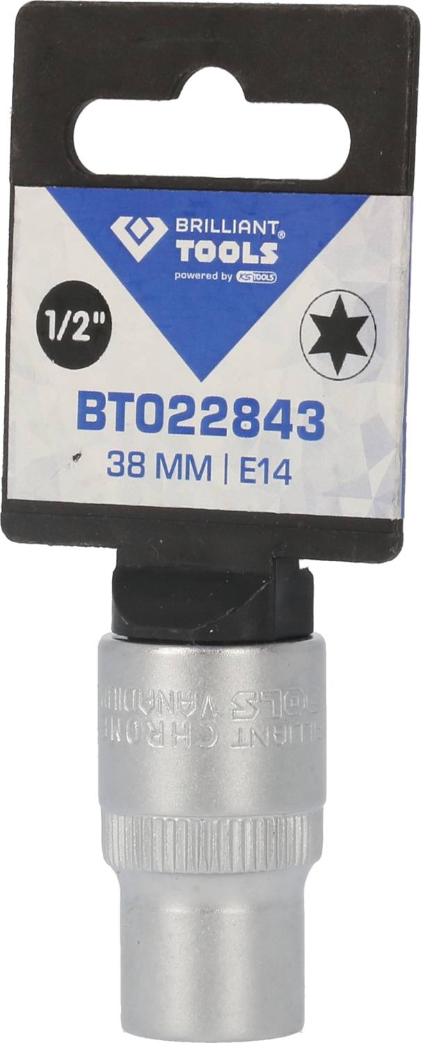 Eine 1/2 Zoll Vielzahn-Stecknuss BT022843 von Brilliant Tools, Größe 38 mm, E14.