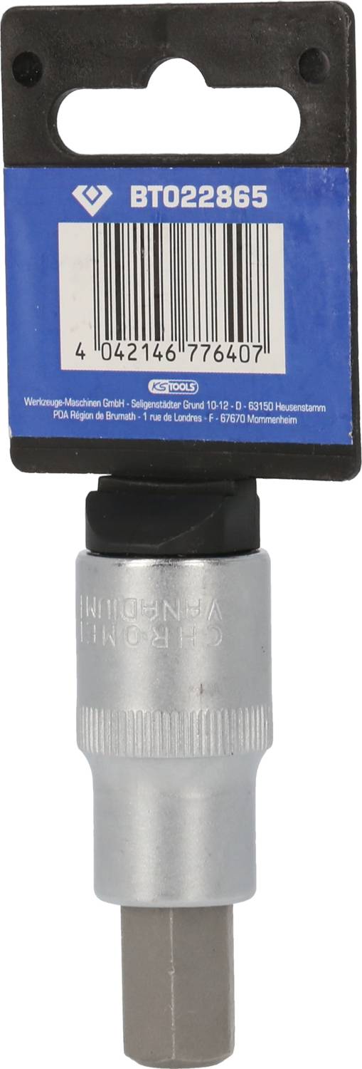 'Inbusschraubendreher Bit', silbergrau, mit Etikett 'BT022865', auf schwarzem Kunststoffhalter, Barcode darunter. Zubehör für Werkzeuge.