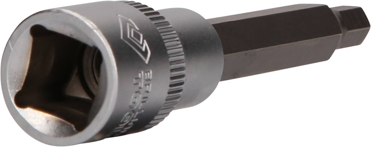 Metallischer Schraubendrehereinsatz mit sechseckiger Befestigung. Dient zur Verbindung mit Schraubwerkzeugen für Schraubarbeiten.