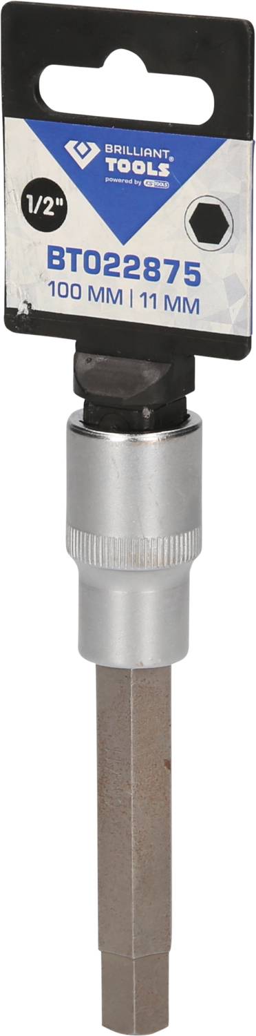 Sockeladapter von Brilliant Tools, Länge 100mm, Größe 11mm, Sechskantaufnahme 1/2 Zoll. Geeignet für mechanische Anwendungen.