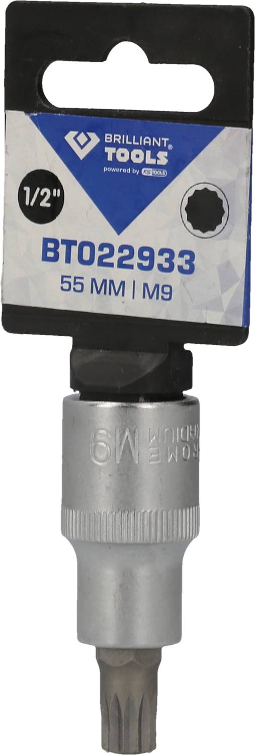 Stecknussadapter BT022933, Größe 1/2 Zoll, Länge 55 mm, M9, von Brilliant Tools.