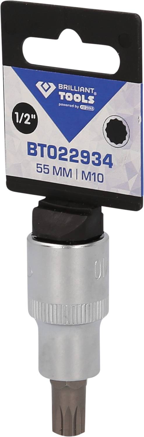Bitsatz 'BT022934' von Brilliant Tools, 1/2 Zoll, 55 mm, M10, silberne Metallkonstruktion.