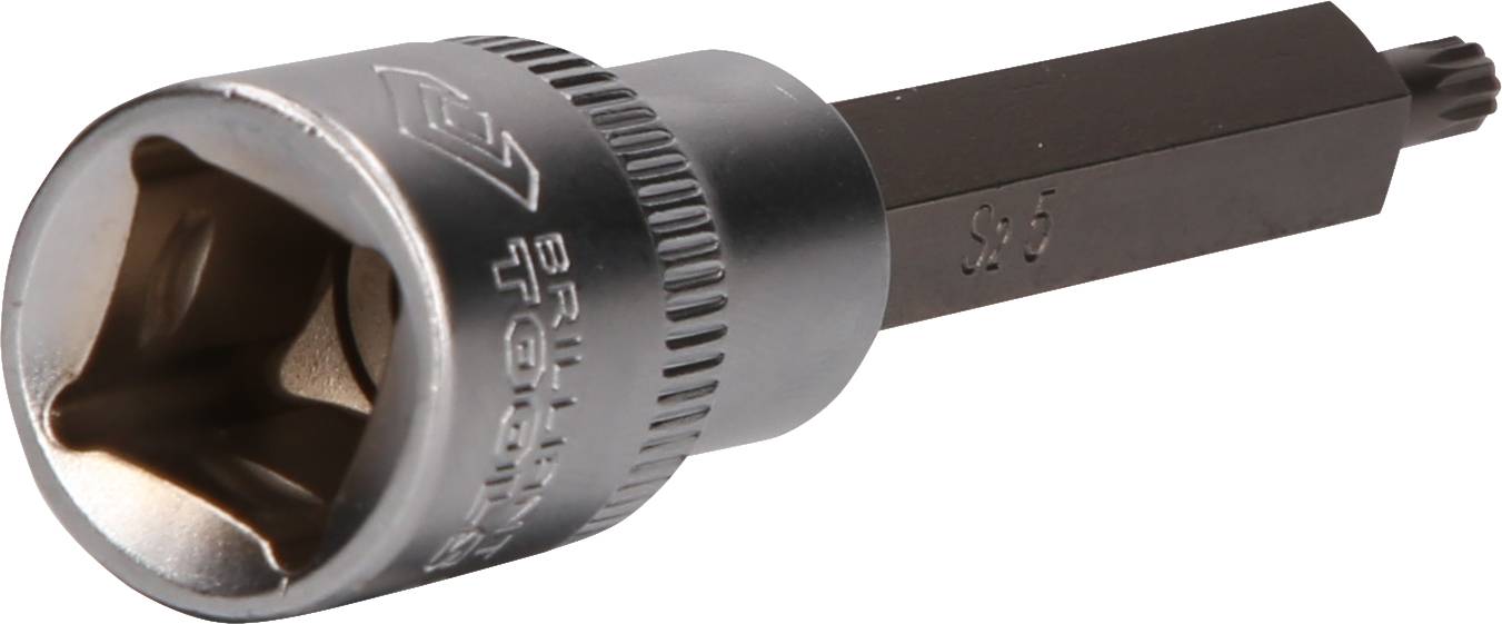 Bild eines silbernen Drehmomentschlüssels mit sechseckigem Kopf und langem, dunklem Griff. Geeignet für präzises Anziehen von Schrauben.