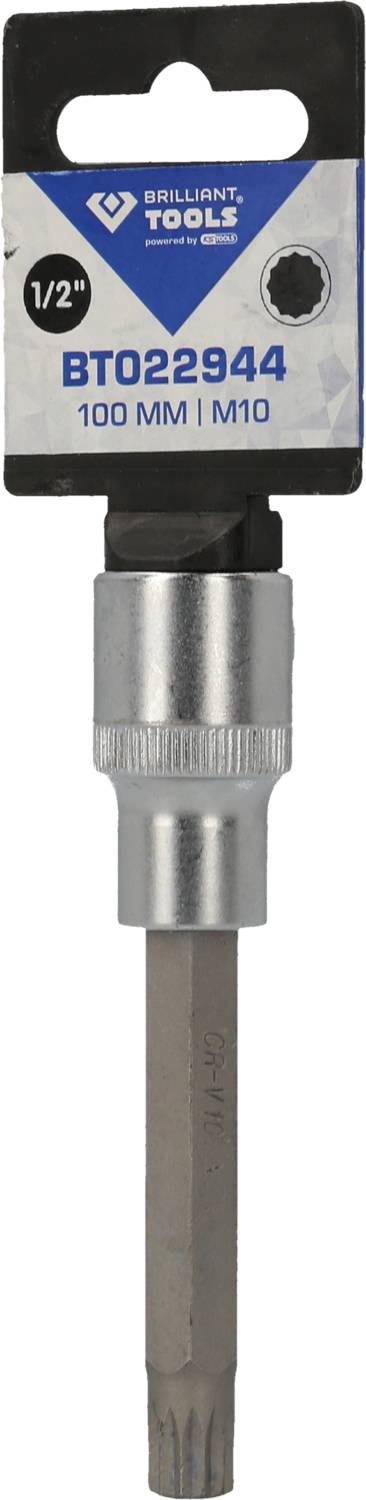 Bitsatz von Brilliant Tools (Artikelnummer BT022944), 100 mm lang, M10 Größe, mit einer 1/2-Zoll-Antriebsaufnahme.