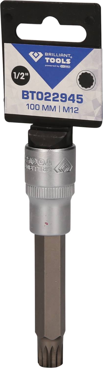 Hochwertiger Bit-Einsatz mit 12 Zähnen, passend für Werkzeug mit 1/2-Zoll Antrieb, Modellnummer BT022945, Länge 100 mm.