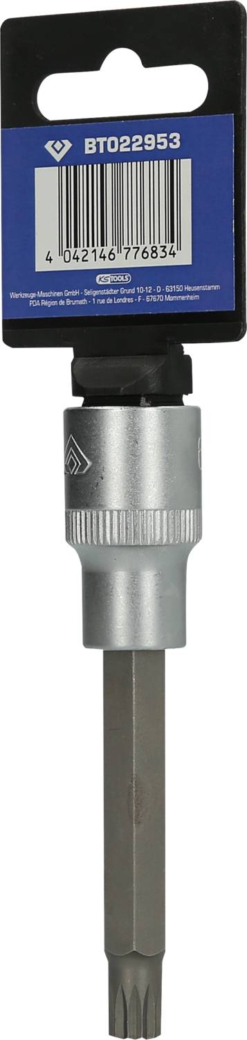 Steckschlüssel-Bit mit T-Griffaufnahme, Produktnummer BT022953, auf einer Produktverpackung.