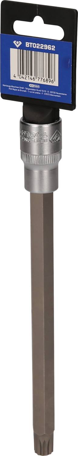 Bitaufsatz mit sechskantiger Form, silbergraues Metall, mit blauer Verpackung und Barcode, geeignet für spezielle Schraubendreher.