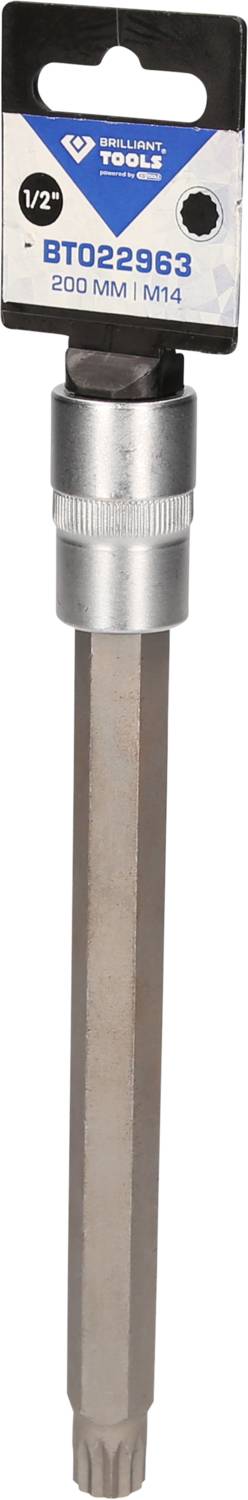 Werkzeugaufsatz mit Sechskant-Schaft, Länge 200 mm, M14-Gewinde, Produktnummer BT022963, V1/2, in silberfarbener Metalloptik.