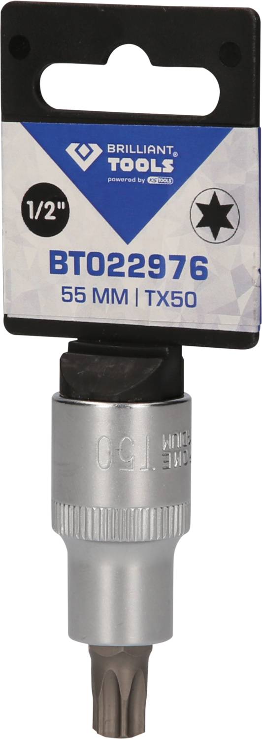 Steckschlüssel mit Sternprofil TX50, Länge 55 mm, Artikelnummer BT022976 der Marke Brilliant Tools.
